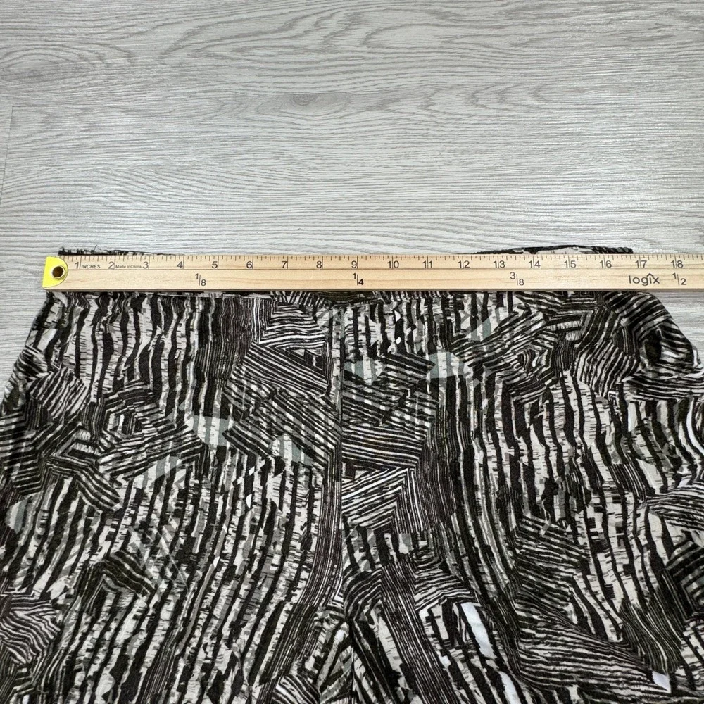 Chico's Women's Pants Brown White Abstract Print Elastic‎ Waist Rayon Size 2